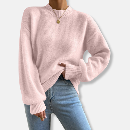 Isabella Wool Balloon Sleeve Sweater | Cropped Crewneck Sweater