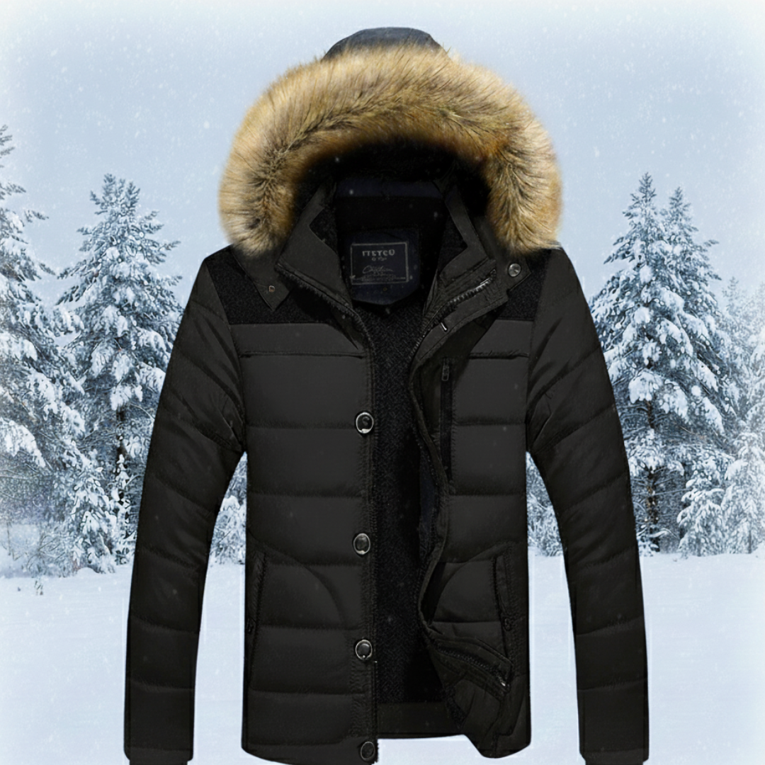 Thomas Slim Fit Puffer Jacket | Quilted Fur Trim Pockets Jacket