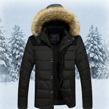 Thomas Slim Fit Puffer Jacket | Quilted Fur Trim Pockets Jacket
