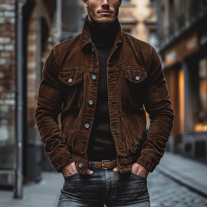 Men’s Jacket – Structured Fit – Lapel Collar – Chest Flap Pockets