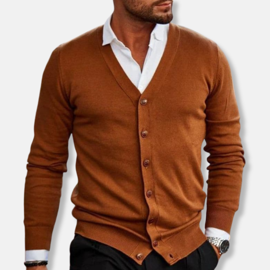 Oscar  Regular Fit Cardigan | V-Neck Button Front Cardigan