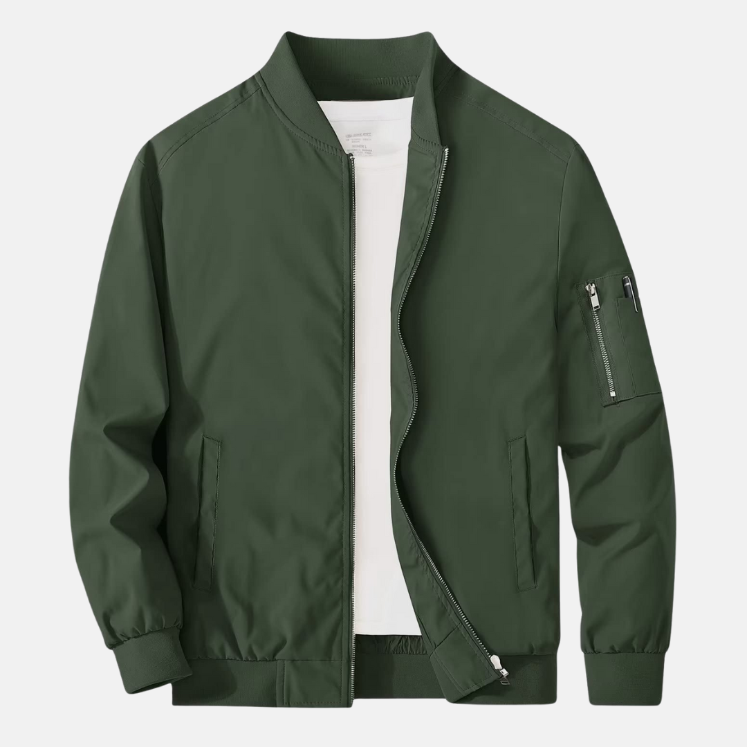 Theodore Bomber Jacket | Relaxed Fit Ribbed Collar Jacket