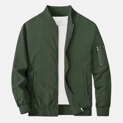 Theodore Bomber Jacket | Relaxed Fit Ribbed Collar Jacket