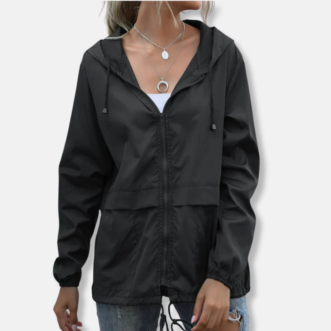 Women’s Hooded Jacket – Lightweight Woven Fabric – Relaxed Fit – Zip Front Casual Layer