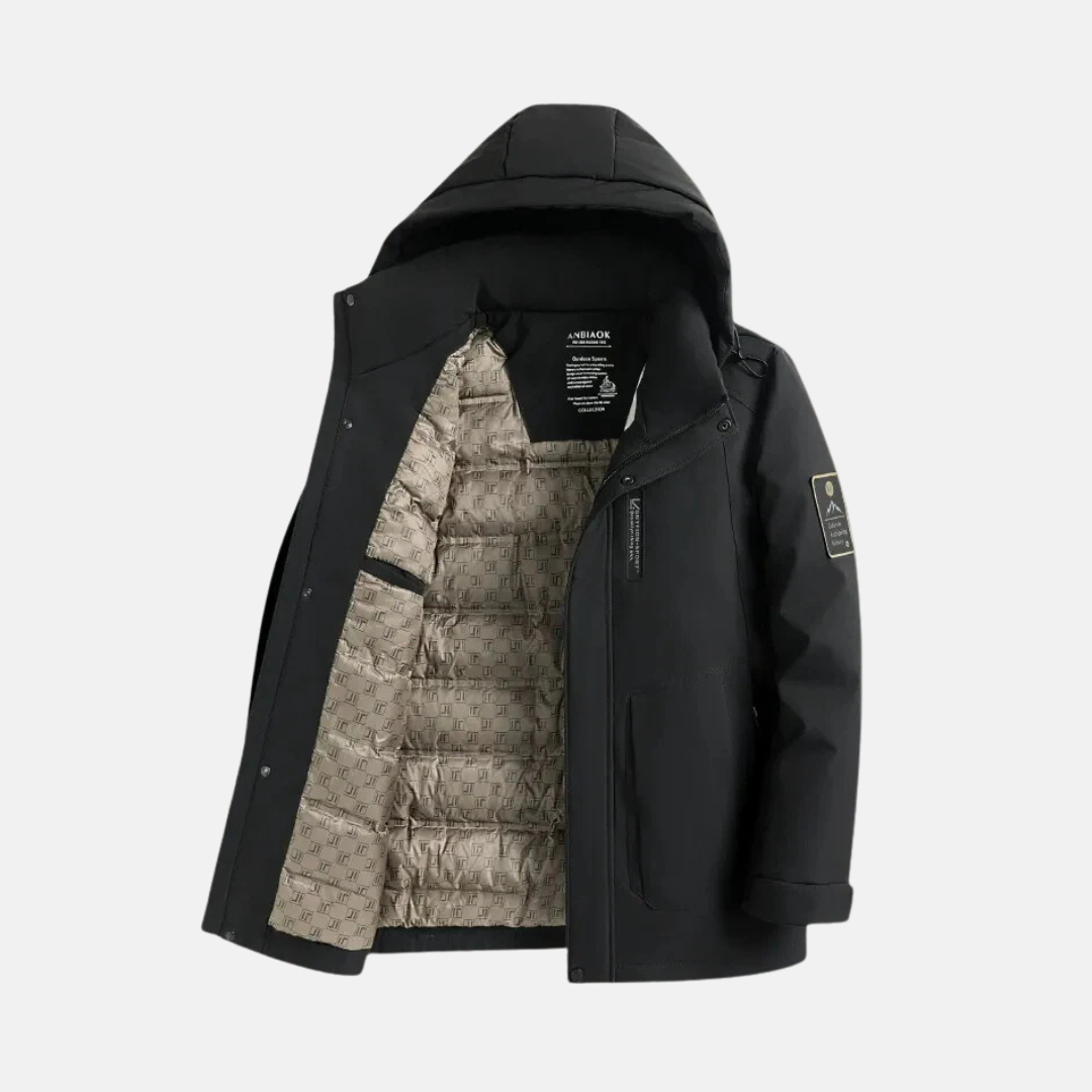 Arthur Hooded Down Jacket | Quilted Lining Pockets Down Jacket