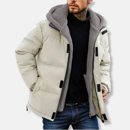 Theo Quilted Hooded Puffer Jacket | Fleece Lined Adjustable Hem Jacket
