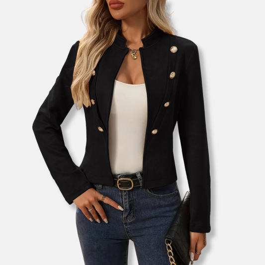 Women’s Jacket – Tailored Fit – Double-Breasted – Cropped Waist – Mandarin Collar