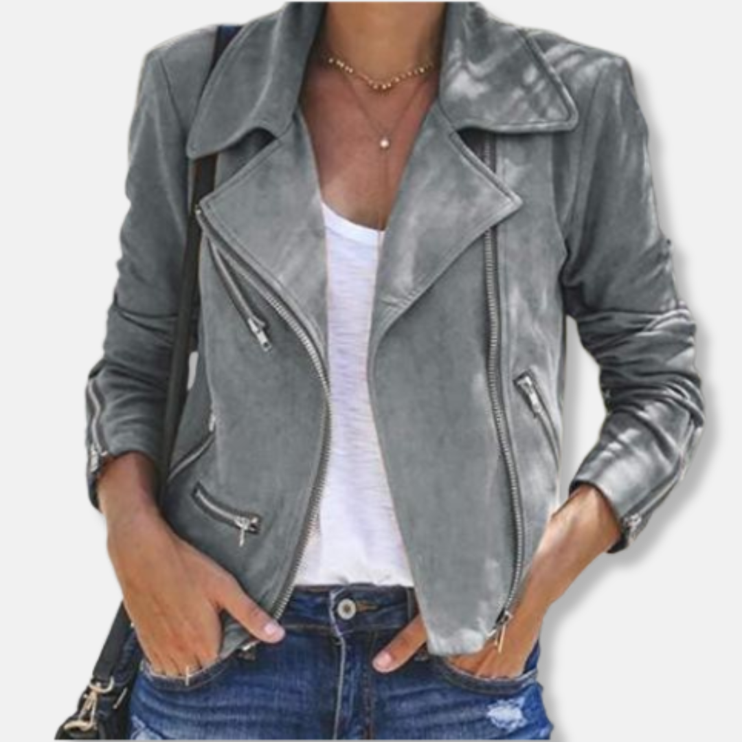 Bianca Suede Biker Jacket | Slim Fit Cropped Jacket