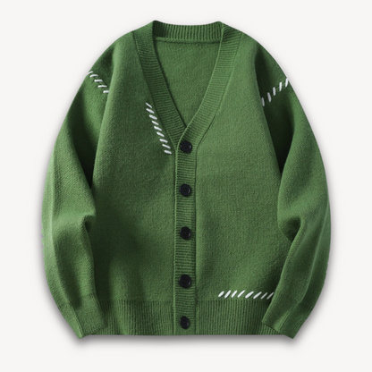 Men’s Knitted Cardigan – Oversized Fit – Soft Knit – Button-Up – Mid-Length Casual Layering