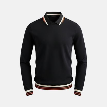 Men’s Sweatshirt – Slim Fit – Waffle Texture – Ribbed Collar – Striped Detail