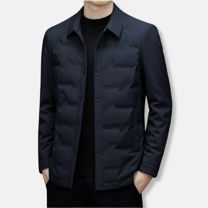 Charlie Slim Fit Down Jacket | Collared Quilted Button Front Jacket