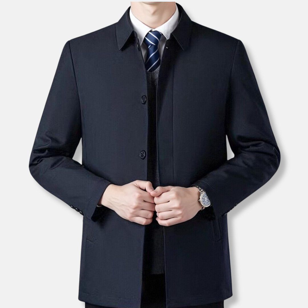 Oliver Cotton Blend Car Coat | Tailored Fit Collared Coat