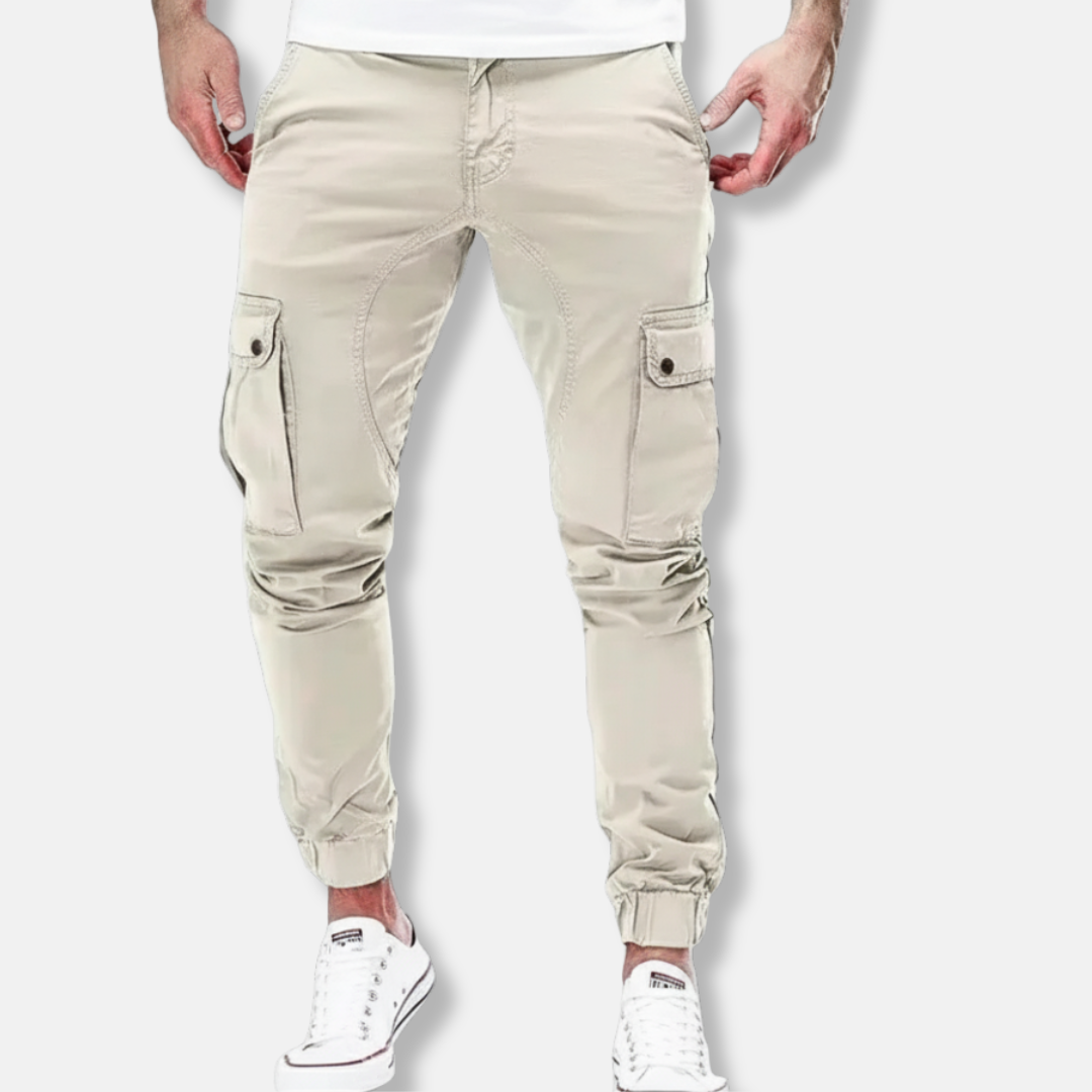 Men’s Cargo Pants – Slim Fit – Cotton Blend – Drawstring Waist – Elastic Cuffs