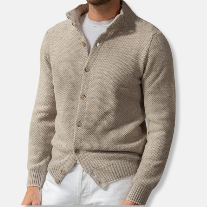 Benjamin Cotton Blend Slim Fit Cardigan Sweater | Shawl Collar Button Front Sweater