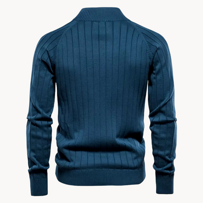 Men’s Hybrid Jacket – Slim Fit – Knitted Wool Blend – Zip-Up – Ribbed Trim