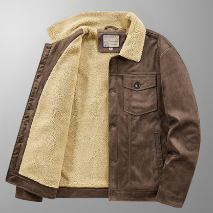 Harry Sherpa Jacket | Button Front Collared Hip-Length Sherpa Jacket