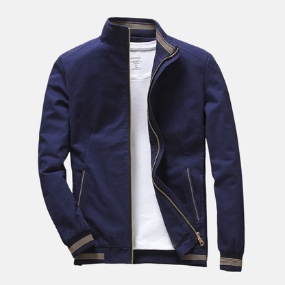 Men’s Casual Jacket – Slim Fit – Lightweight – Woven Fabric – Stand Collar – Zipper Pockets