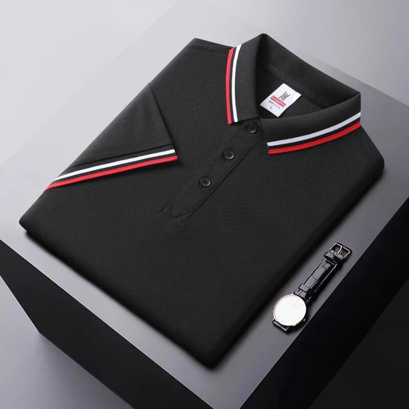 Men’s Polo Shirt – Regular Fit – Breathable Blend – Striped Collar Casual Style