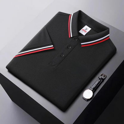 Men’s Polo Shirt – Regular Fit – Breathable Blend – Striped Collar Casual Style