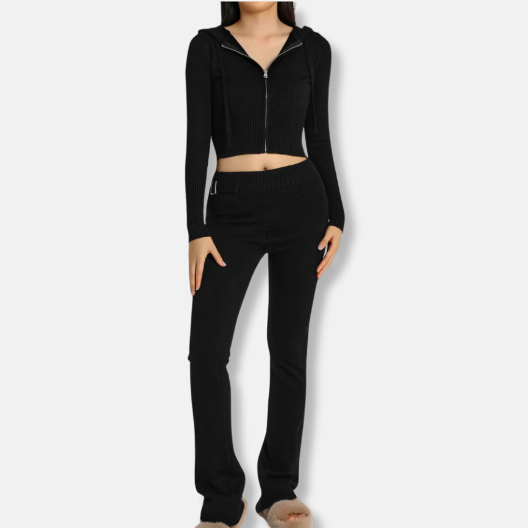 Amelia Two-Piece Set | Slim Fit Cropped Jacket And Bootcut Pants