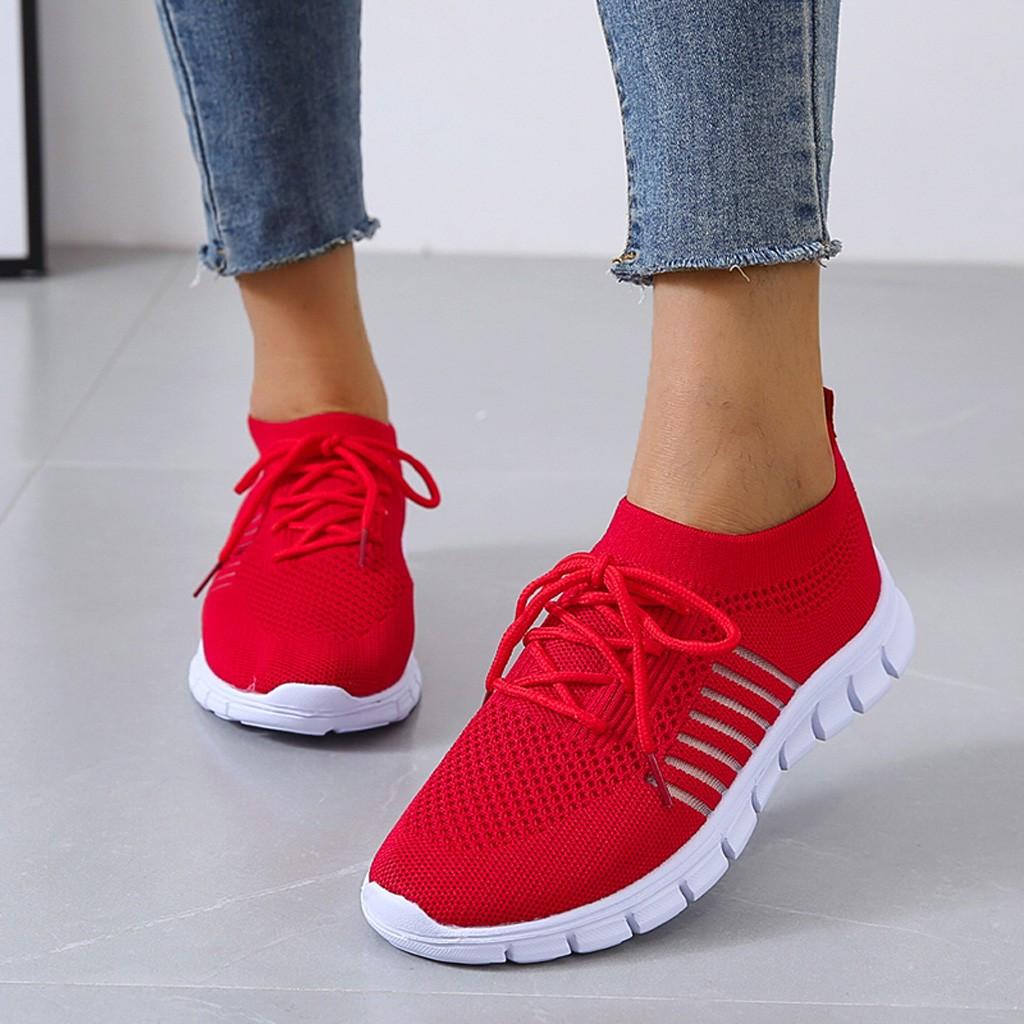 Women’s Sneakers – Breathable Mesh – Sock-Like Fit – Cushioned Sole – Lace-Up Design
