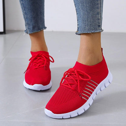 Women’s Sneakers – Breathable Mesh – Sock-Like Fit – Cushioned Sole – Lace-Up Design
