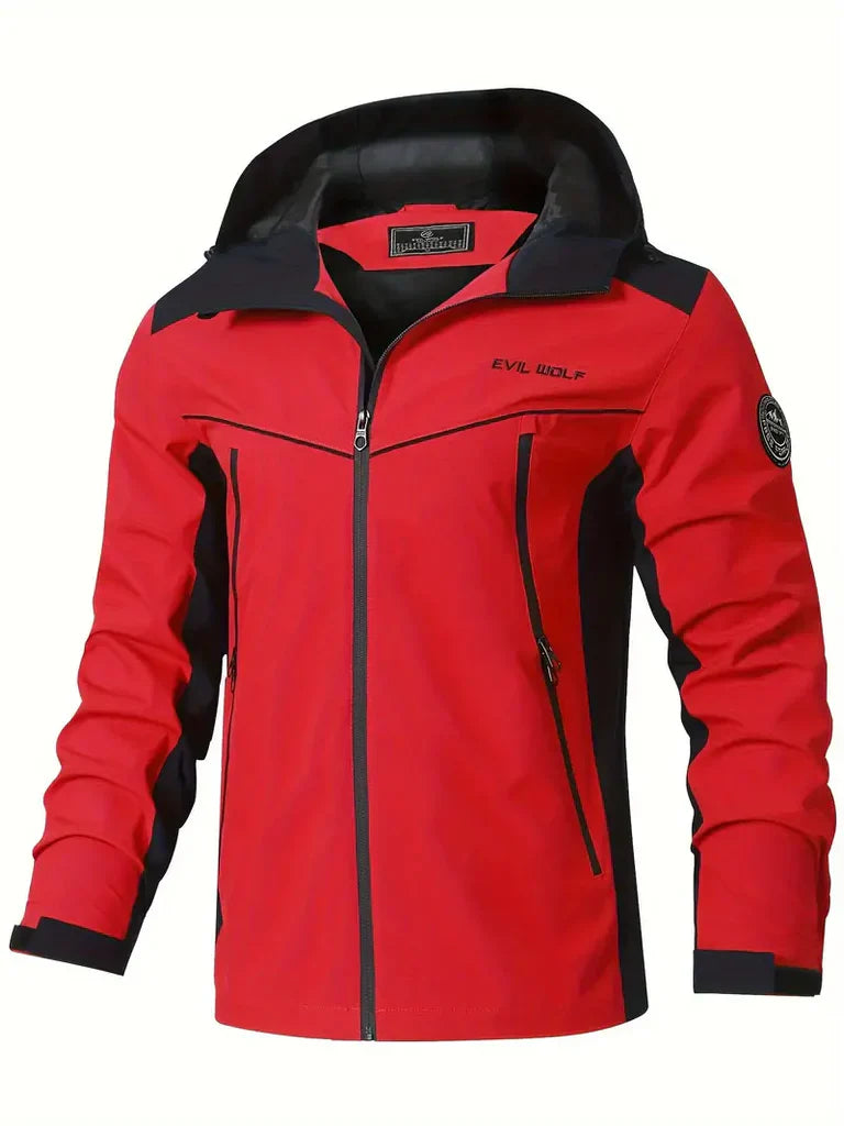 Men’s Outdoor Jacket – Waterproof – Hooded – Reflective – Zipper Pockets – Structured Fit