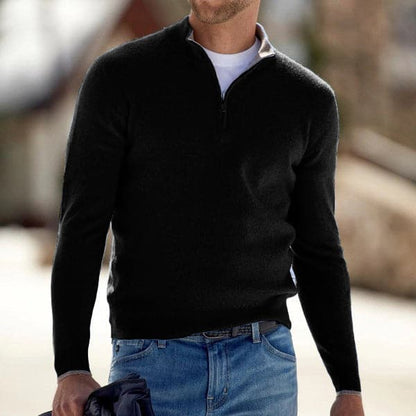 Men’s Zip-Up Sweater – Soft Knit – Relaxed Fit – Mock Neck – Ribbed Cuffs
