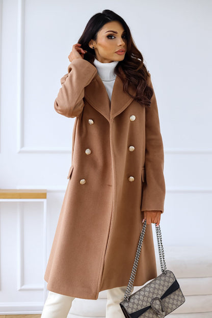 Women’s Wool Coat – Tailored Fit – Double Breasted – Full Length – Classic Lapel