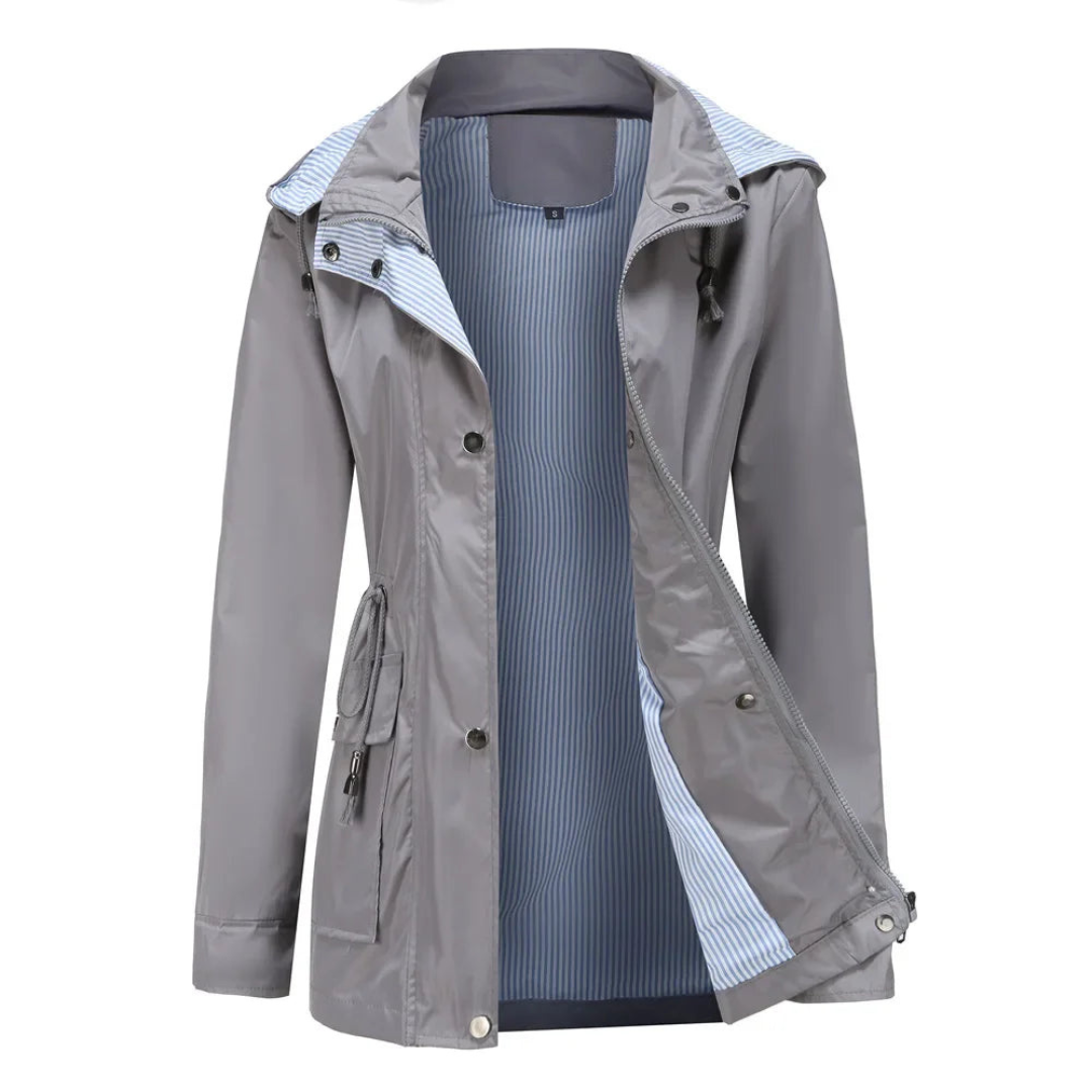 Women’s Trench Coat – Waterproof – Tailored Fit – Adjustable Waist – Zip & Snap Closure