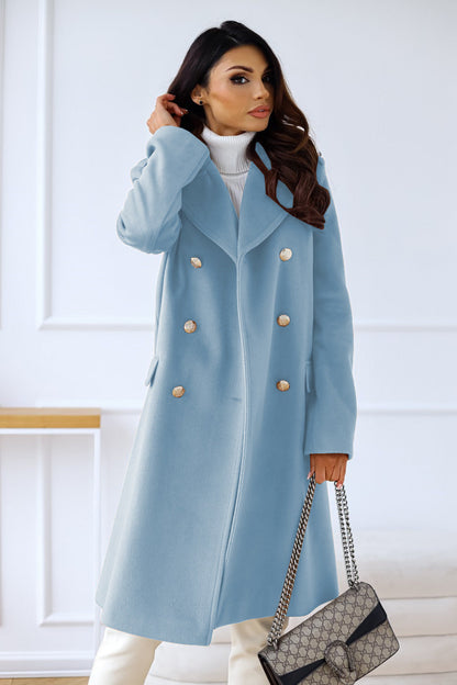 Women’s Wool Coat – Tailored Fit – Double Breasted – Full Length – Classic Lapel