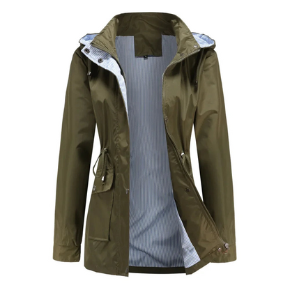 Women’s Trench Coat – Waterproof – Tailored Fit – Adjustable Waist – Zip & Snap Closure