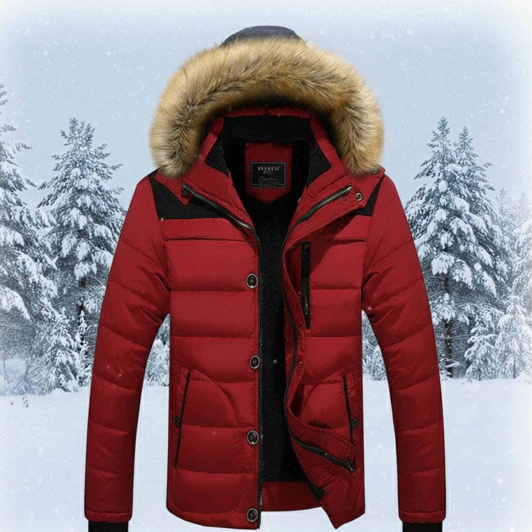 Thomas Slim Fit Puffer Jacket | Quilted Fur Trim Pockets Jacket