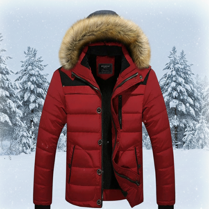 Thomas Slim Fit Puffer Jacket | Quilted Fur Trim Pockets Jacket