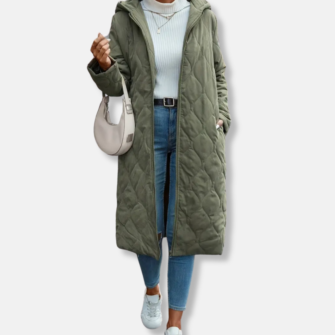 Francesca Quilted Coat | Relaxed Hooded Coat