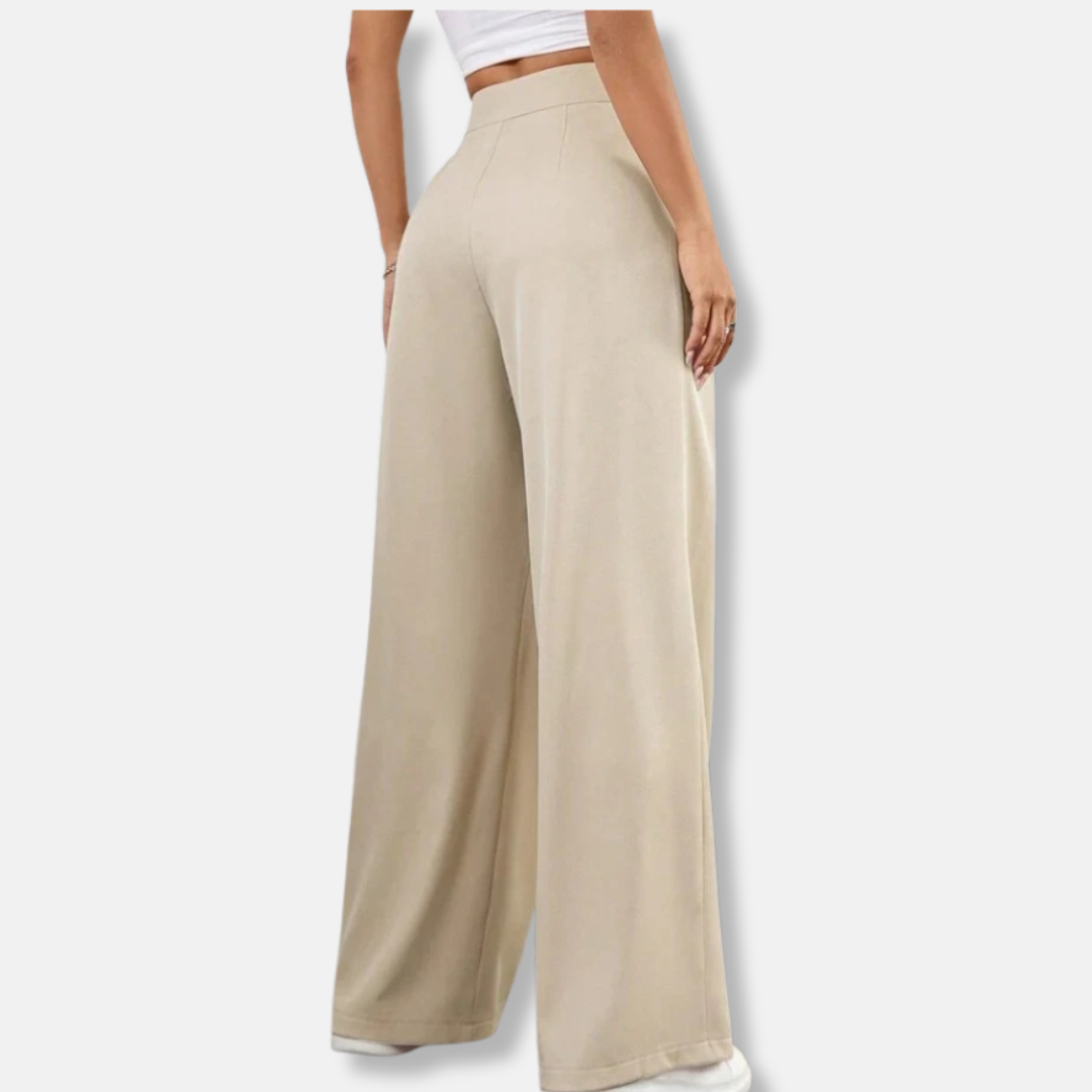 Women’s Trousers – Wide Leg – High Waist – Pleated Front – Relaxed Fit – Full Length