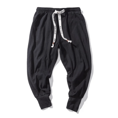 Men’s Tapered Pants - Relaxed Fit - Woven Cotton Blend - Elastic Waist - Ankle Cuffs