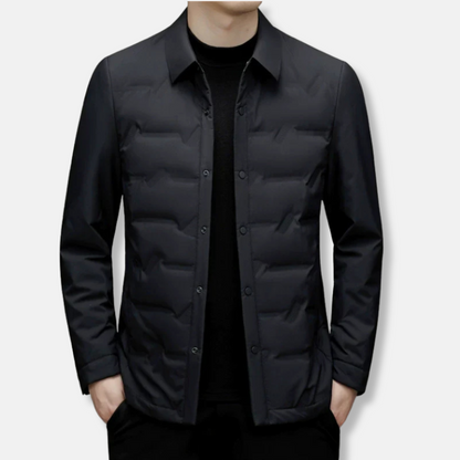 Charlie Slim Fit Down Jacket | Collared Quilted Button Front Jacket