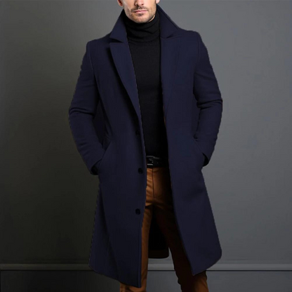 Theodore Tailored Fit Overcoat | Notch Lapel Button Front Overcoat