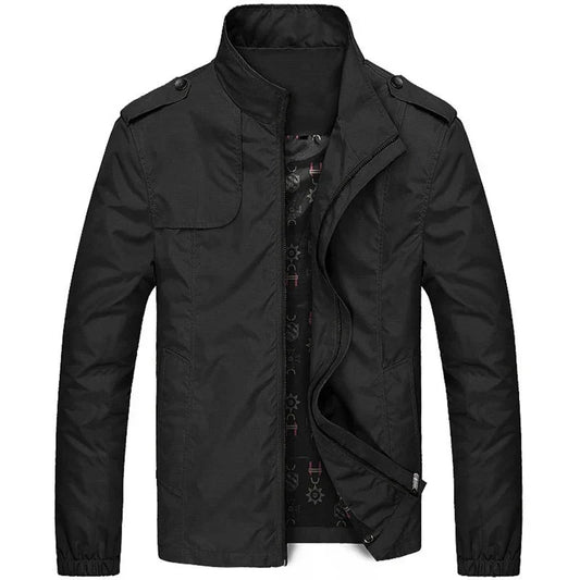 Men’s Cargo Jacket – Regular Fit – Lightweight – Water-Resistant – High Collar – Epaulets