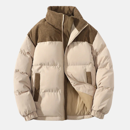 Charles Quilted Puffer Jacket | Ribbed Color Block Jacket