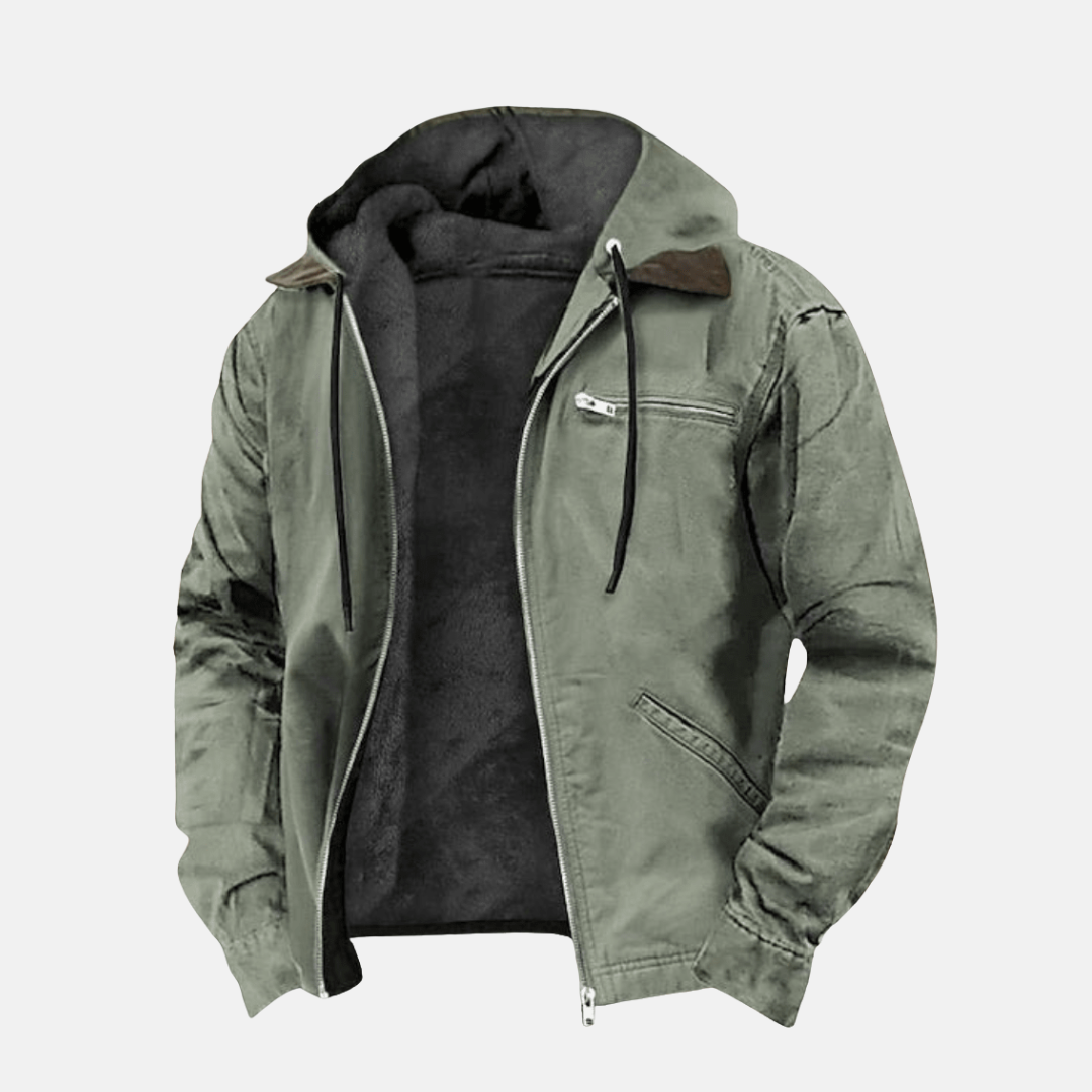 Oscar Hooded Bomber Jacket | Zip Pockets Drawstring Hood Bomber Jacket