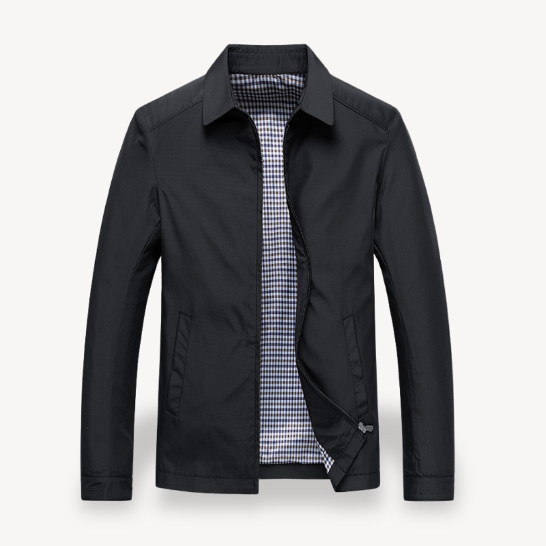 Men’s Lightweight Jacket – Tailored Fit – Breathable Blend – Zip Front – Shirt Collar