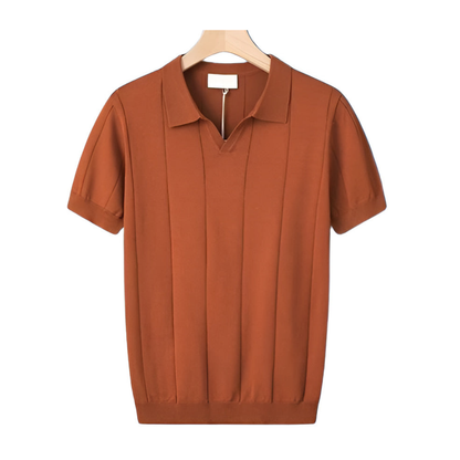 Oliver Ribbed Collared V-Neck Polo Shirt | Regular Fit Short Sleeve Polo Shirt