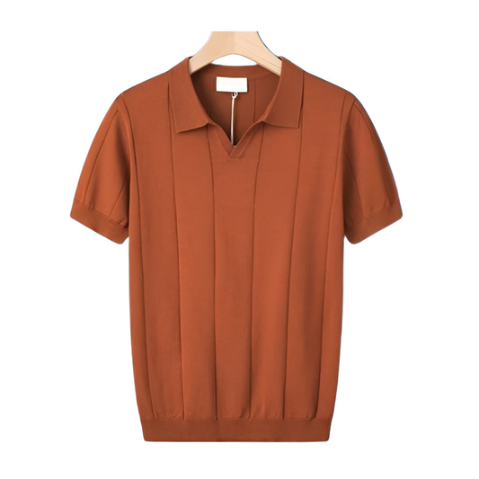 Oliver Ribbed Collared V-Neck Polo Shirt | Regular Fit Short Sleeve Polo Shirt
