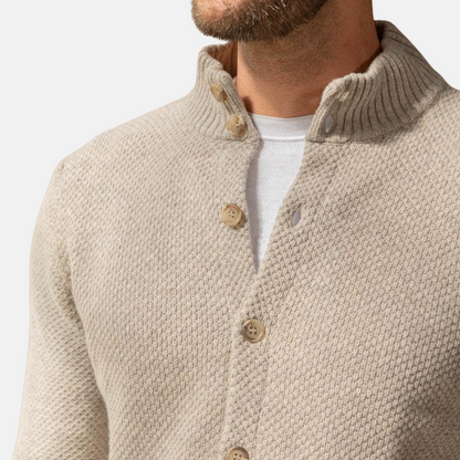 Benjamin Cotton Blend Slim Fit Cardigan Sweater | Shawl Collar Button Front Sweater