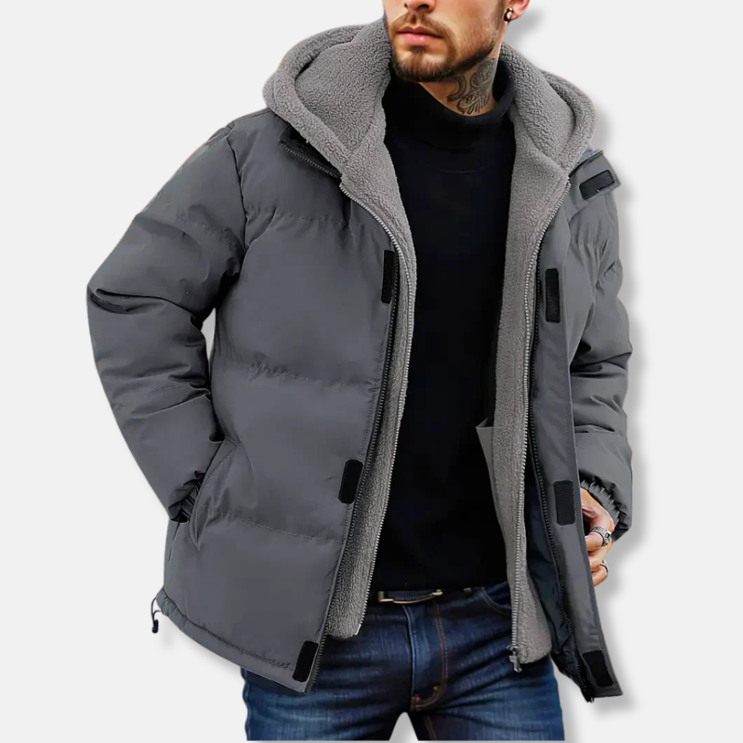 Theo Quilted Hooded Puffer Jacket | Fleece Lined Adjustable Hem Jacket