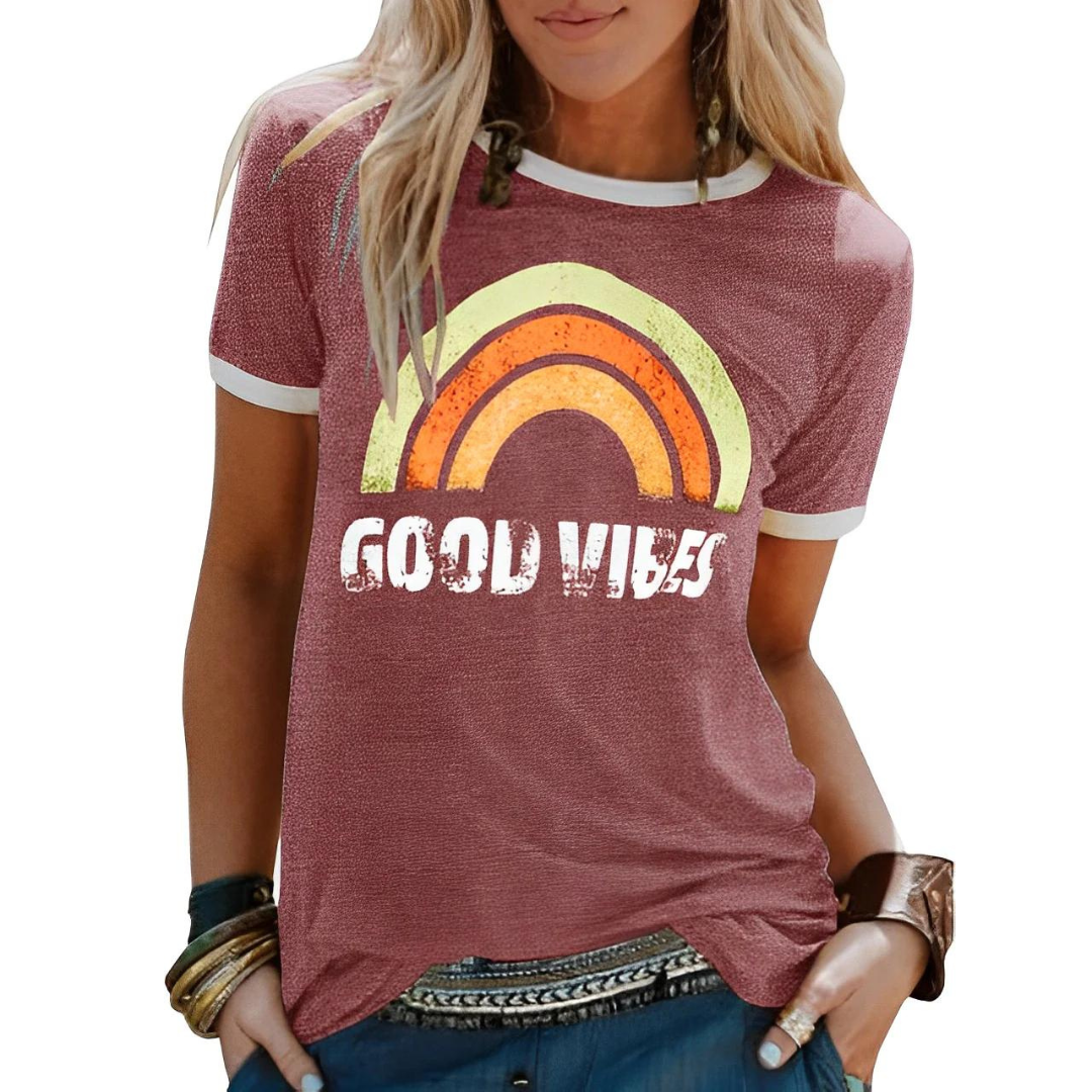 Women’s T-Shirt – Relaxed Fit – Graphic Front – Crew Neck Casual Wear