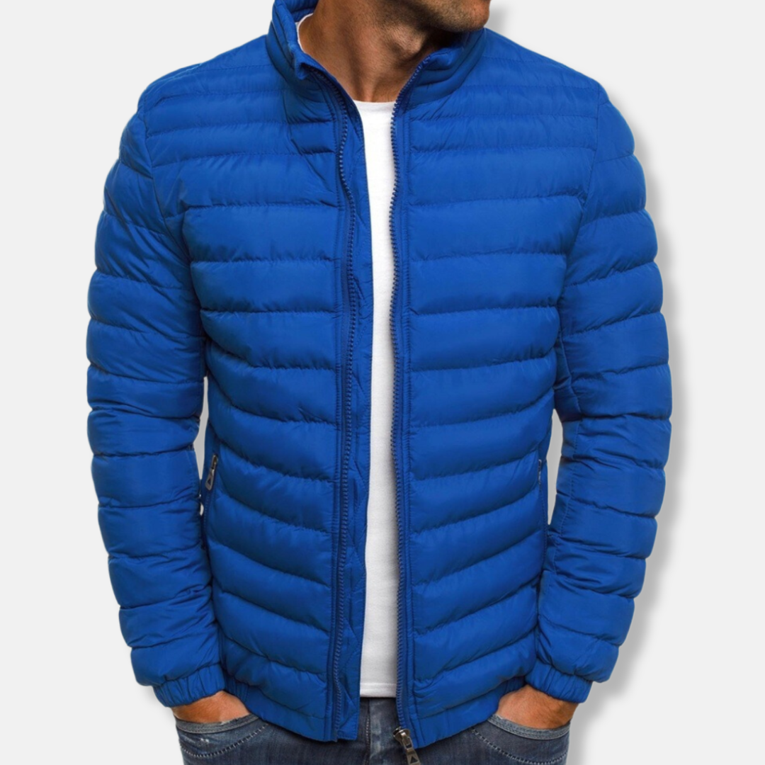 Men’s Quilted Jacket – Slim Fit – Lightweight Padded – High Collar Casual Wear