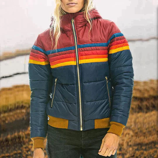 Women’s Quilted Jacket – Hooded – Water-Resistant – Zip Pockets – Sporty Fit